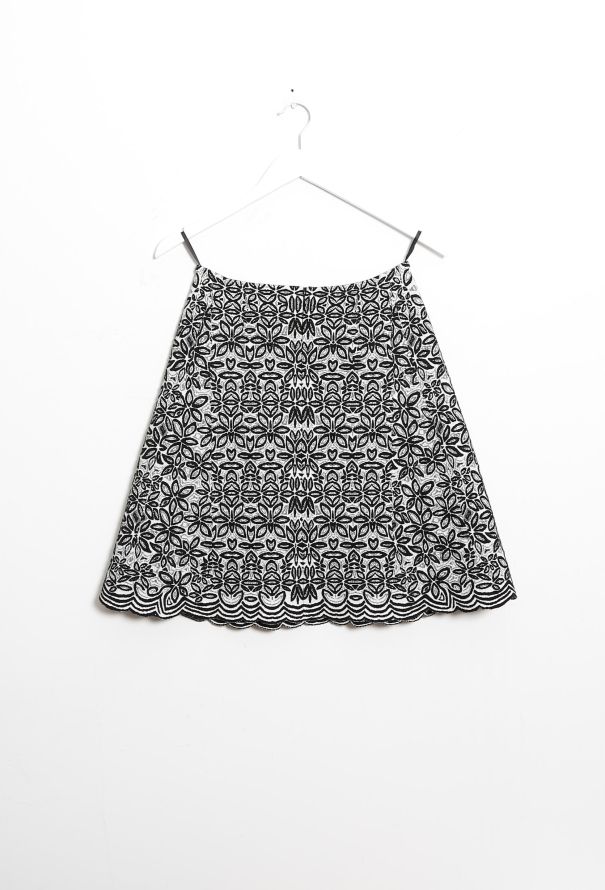 Alaïa Floral Textured Skirt Black & white - 6