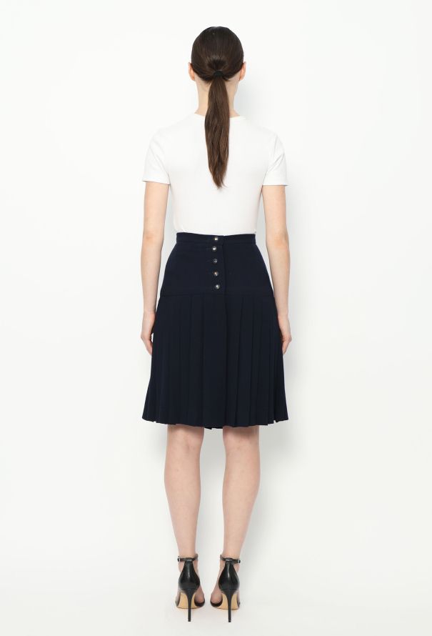 Chanel '90s Pleated Crêpe 'CC' Skirt - 4