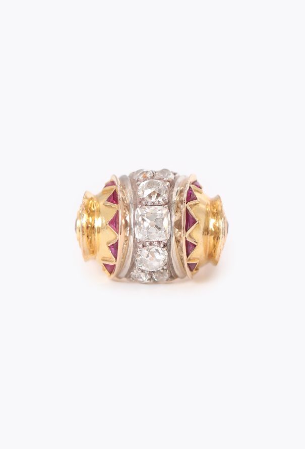 Vintage Fine Jewelry 18k Yellow Gold, Diamond & Ruby Ring - 1