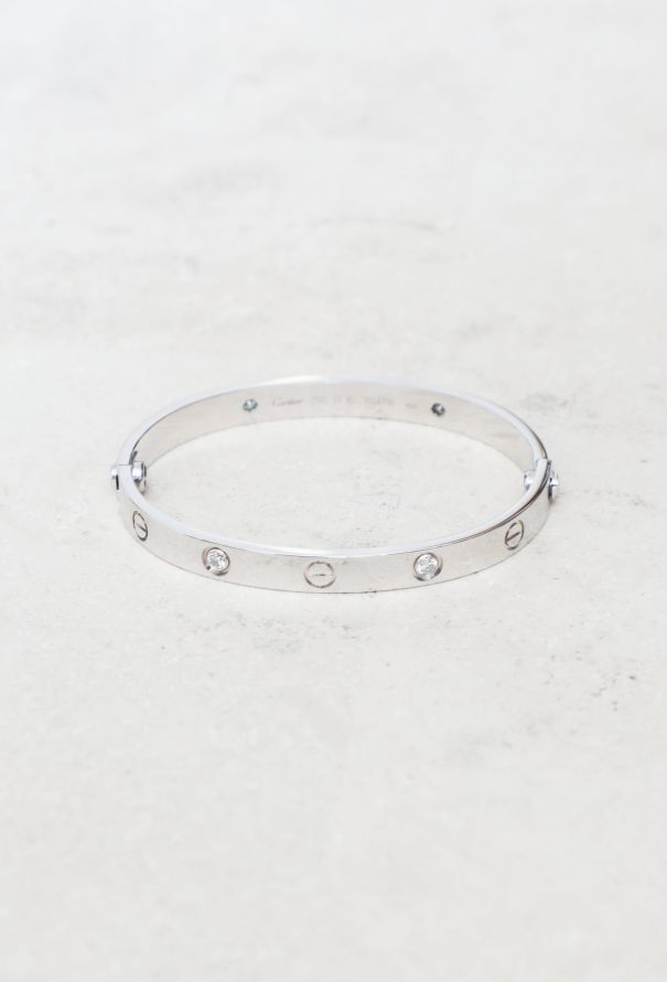 Cartier 18k White Gold Diamond Love Bracelet - 1