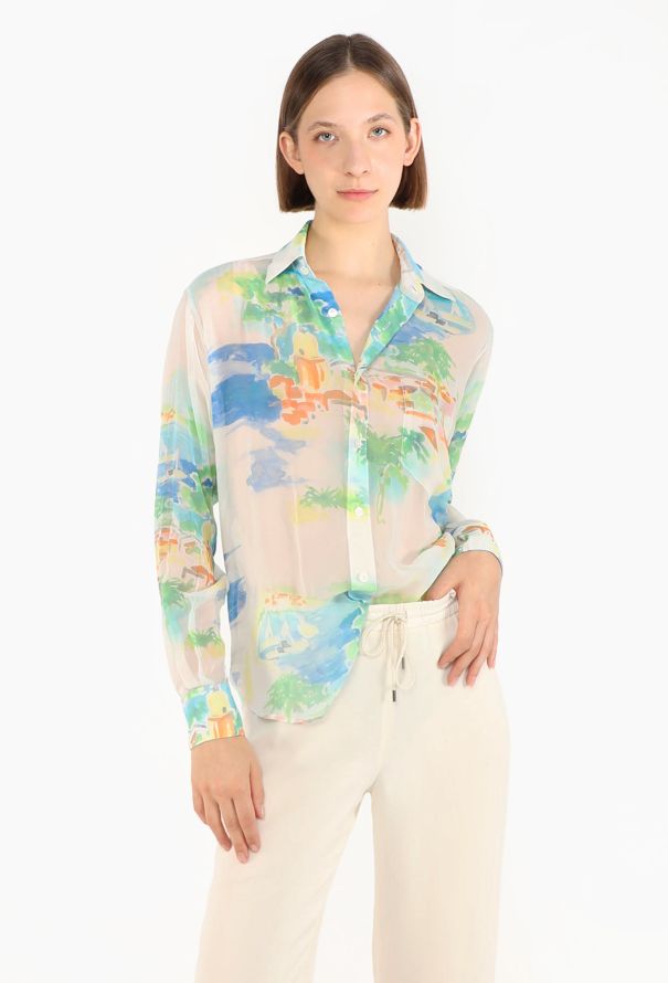 Céline Beach Printed Silk Blouse, 2022 - 1