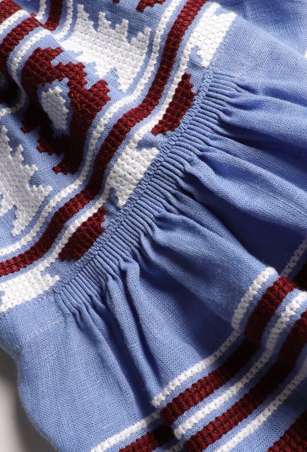 Vita Kin Embroidered Blue Linen Tunic - 6