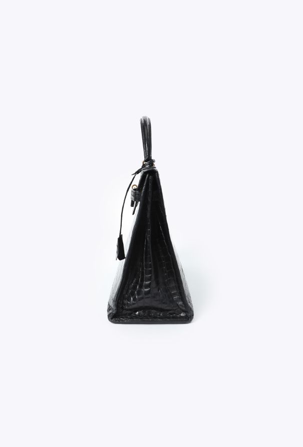 Hermès Rare 1970  Black Porosus Kelly Sellier 35 - 6