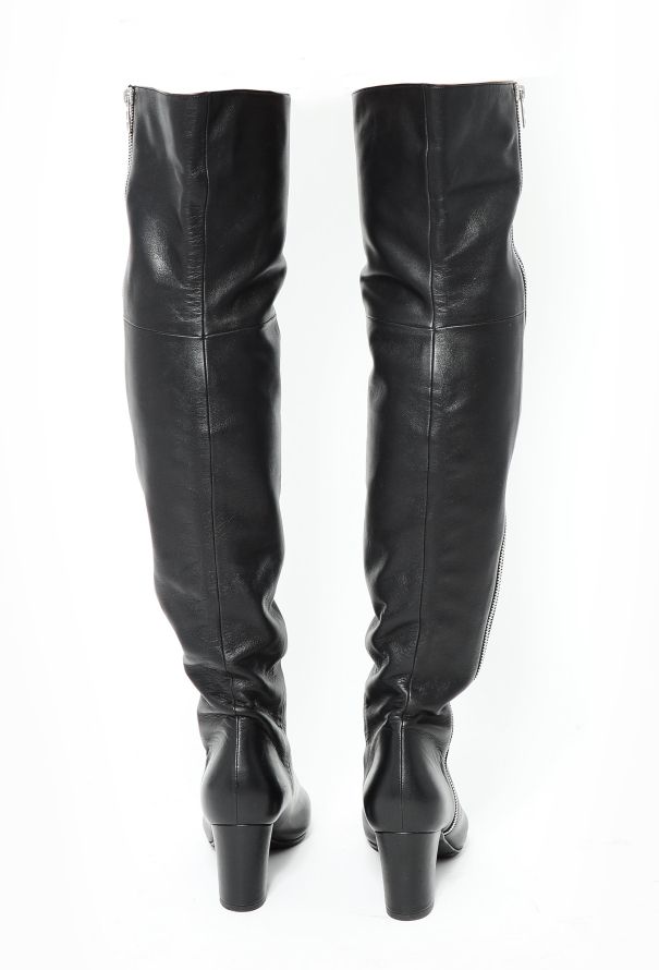 Hermès Leather Knee Boots - 4