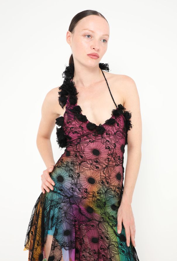 Christian Lacroix Couture 2005 Asymmetrical Lace Overlay Dress - 3