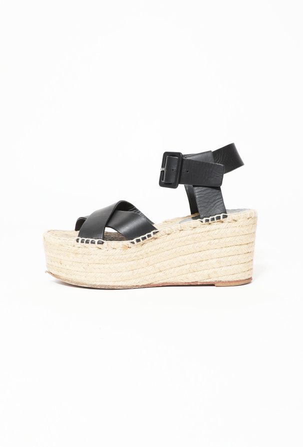Céline Leather Strap Espadrille Platforms - 5