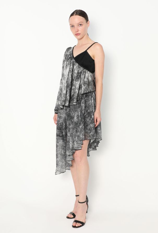 Rodarte Fall 2013 One-Shoulder Draped Silk Dress - 1