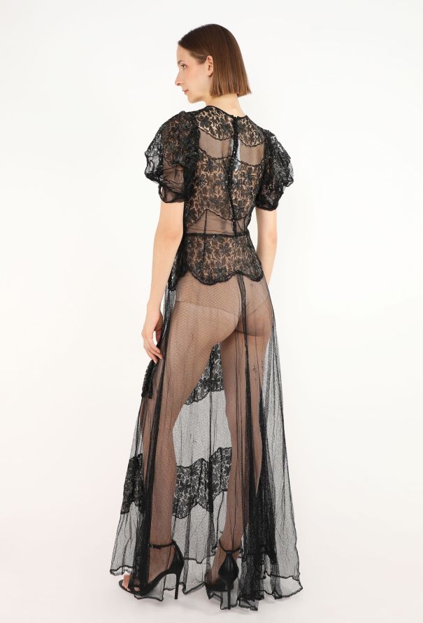Antique Silver Lamé Lace Gown, 1930s - 4
