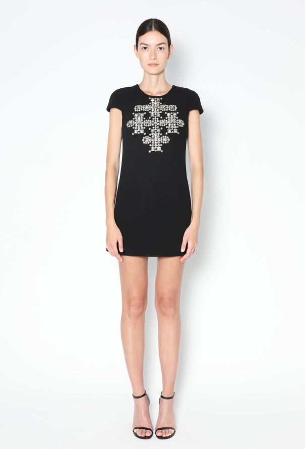 Saint Laurent Cross Stud Embellished Crêpe Dress - 2