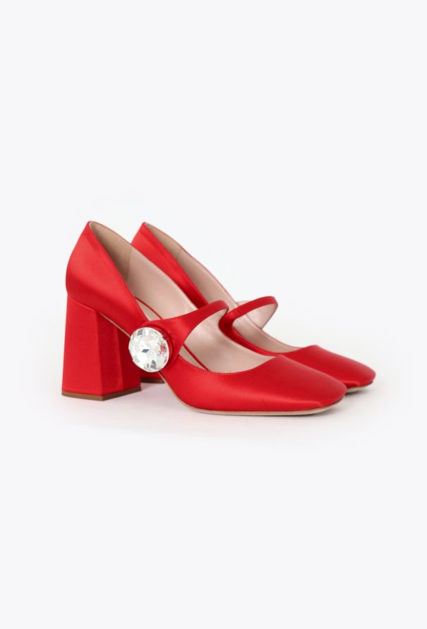 Miu Miu Pre-Fall 2019 Embellished Satin Pumps - 3