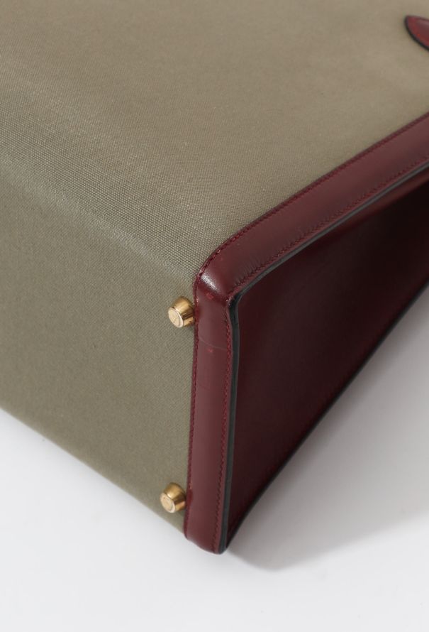 Hermès Exceptional 1994 Khaki Toile and Rouge H Box Kelly Sellier 35 - 13