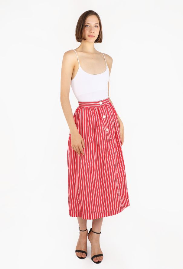 Saint Laurent Striped Cotton Midi Skirt, 1982 - 4