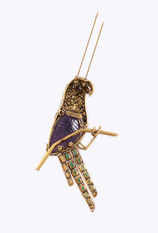 Iradj Moini Embellished Parrot Brooch, 1990s - 3