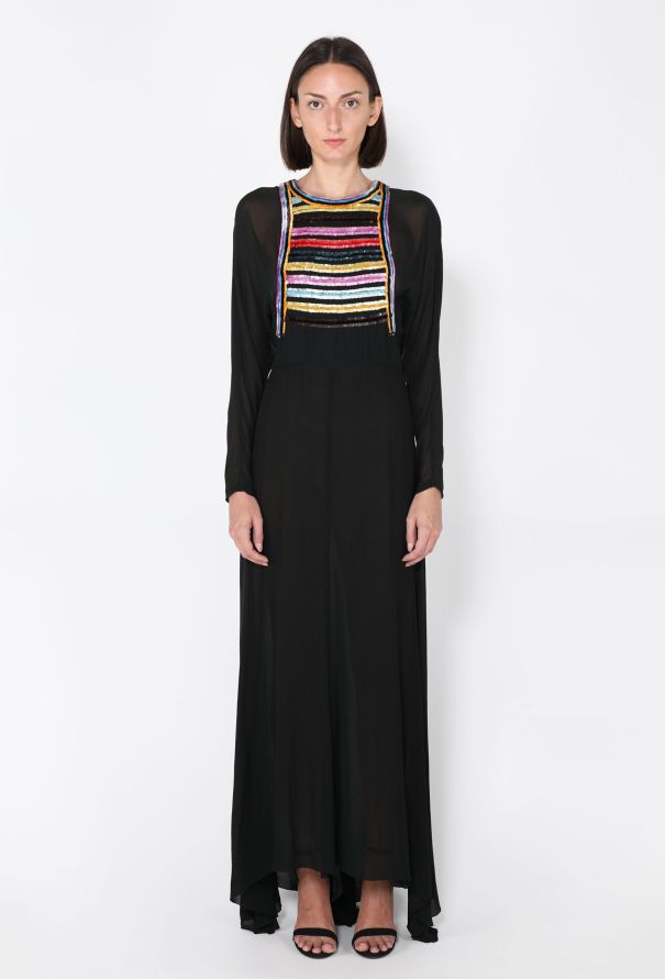 Chloé Sequined Silk Evening Dress, 1980s - 1