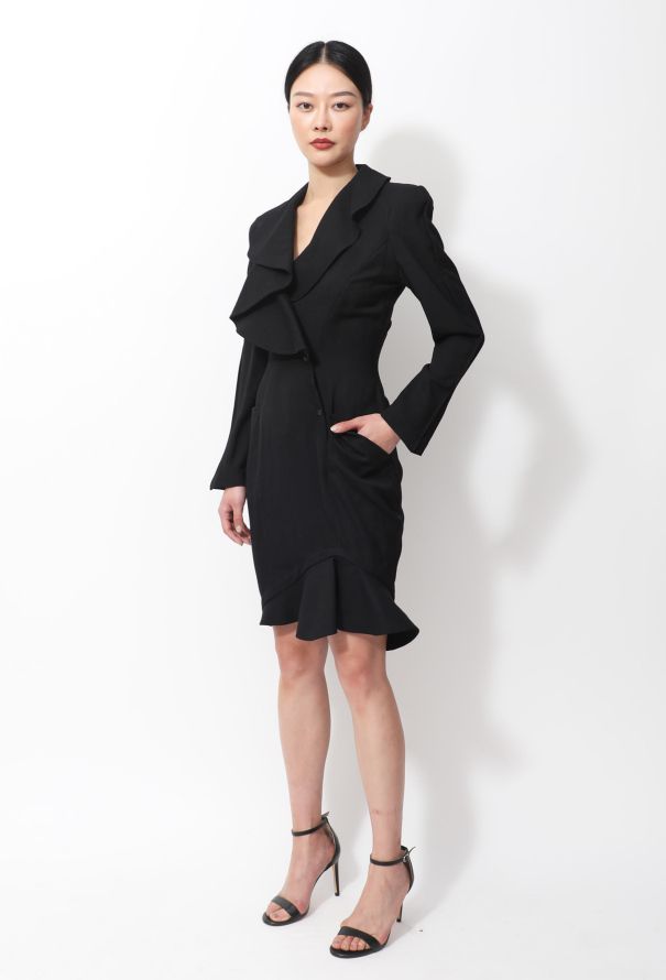 Thierry Mugler Vintage Ruffled Smoking Dress - 5