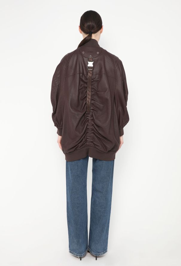 Fendi S/S 2019 Perforated Leather Bomber Jacket - 6