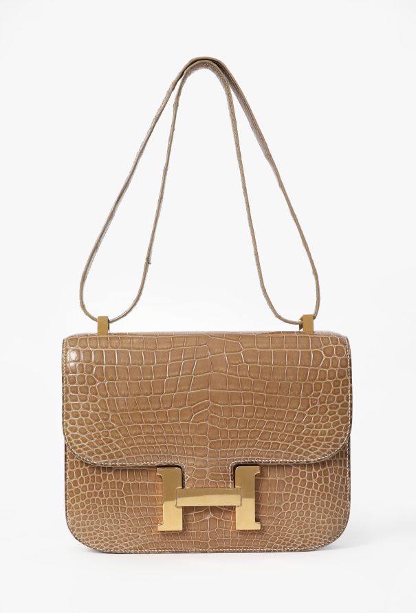 Hermès EXCEPTIONAL 90s 'Ficelle' Porosus Constance 24 - 3
