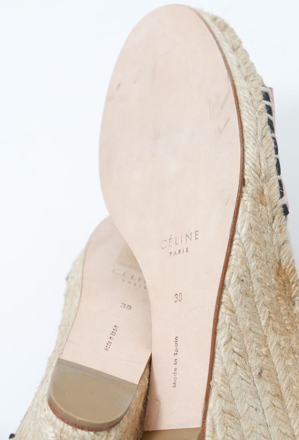 Céline Leather Wedge Espadrilles - 10