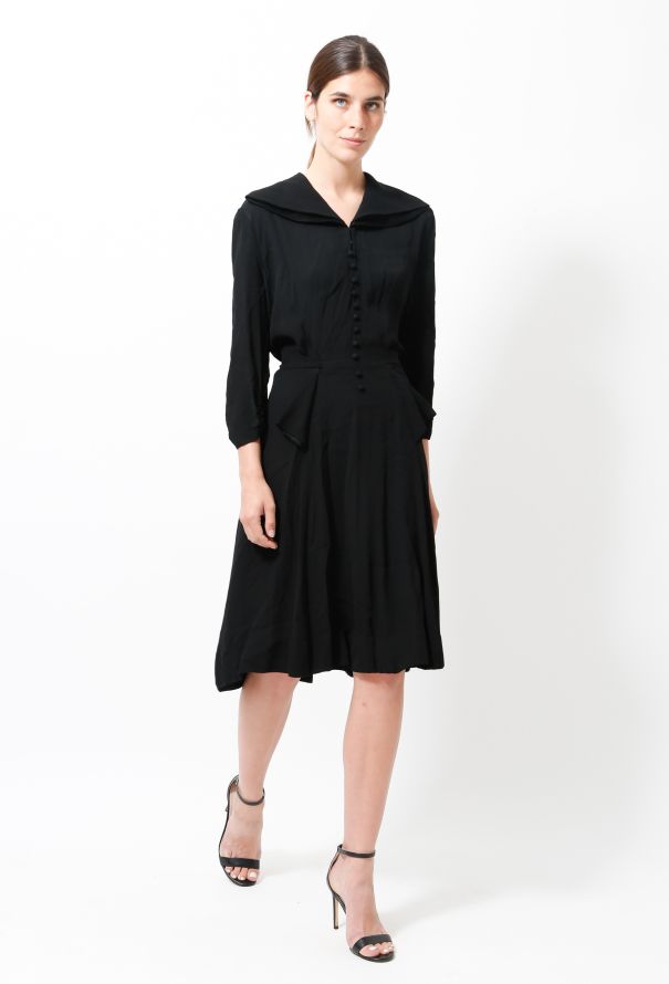 Vintage Crêpe Belted Dress - 1