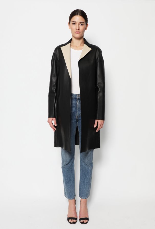 Céline Contrast Leather Coat - 1