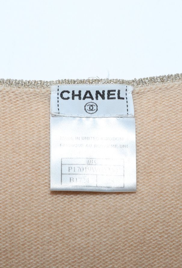 Chanel Beige Cashmere Lamé Trim cardigan - 5