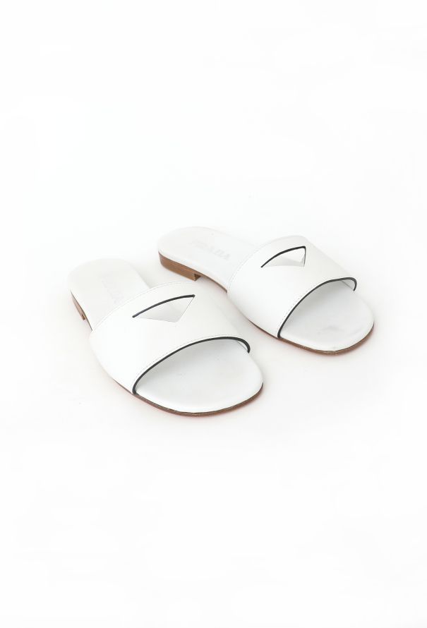 Prada Leather Cut-Out Slides - 1