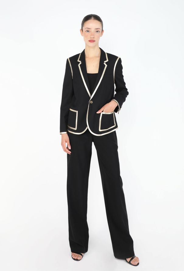 Saint Laurent Metallic Leather Trim Blazer, S/S 2018 - 4