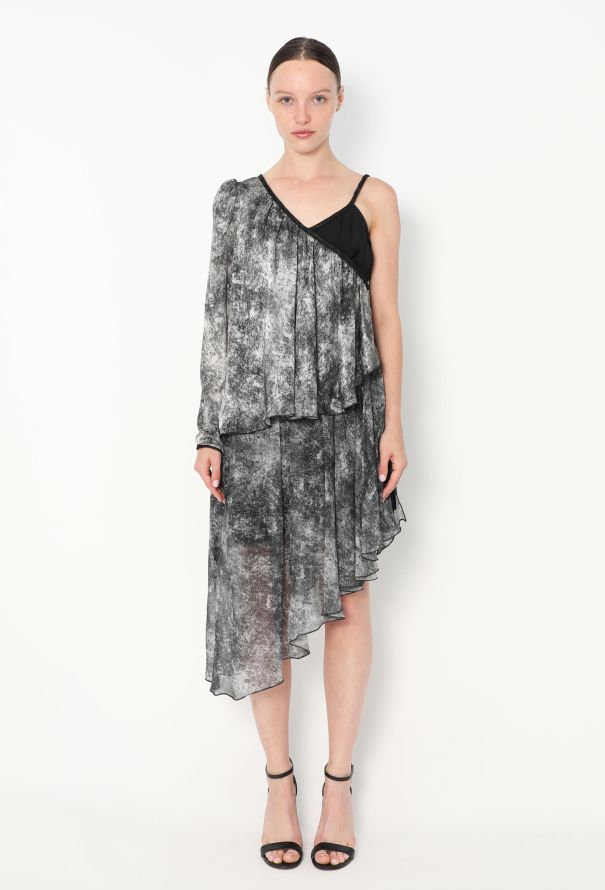 Rodarte Fall 2013 One-Shoulder Draped Silk Dress - 4
