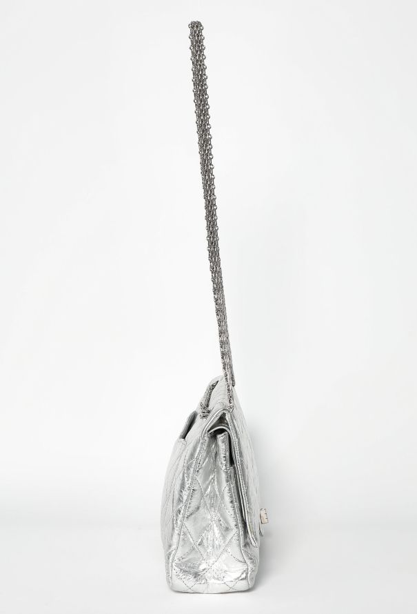 Chanel Silver Metallic 2.55 Maxi Flap Bag - 6