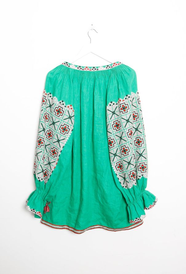Vita Kin Embroidered Linen Tassel Tunic – Green - 7