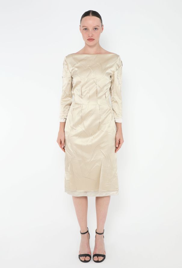 Miu Miu Beige Textured Charmeuse Dress - F/W 2024 - 1