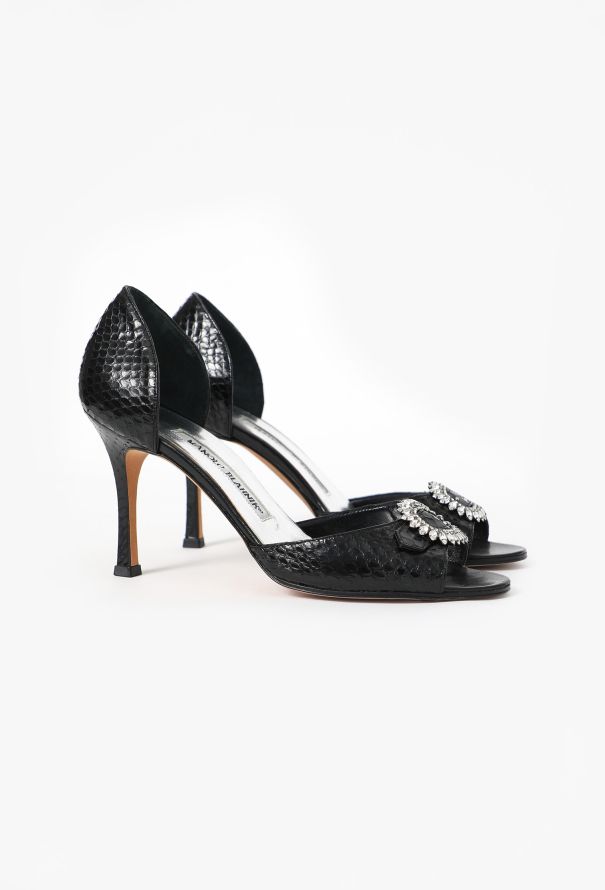 Manolo Blahnik Sedaraby Embossed Peep-Toe Pumps - 3