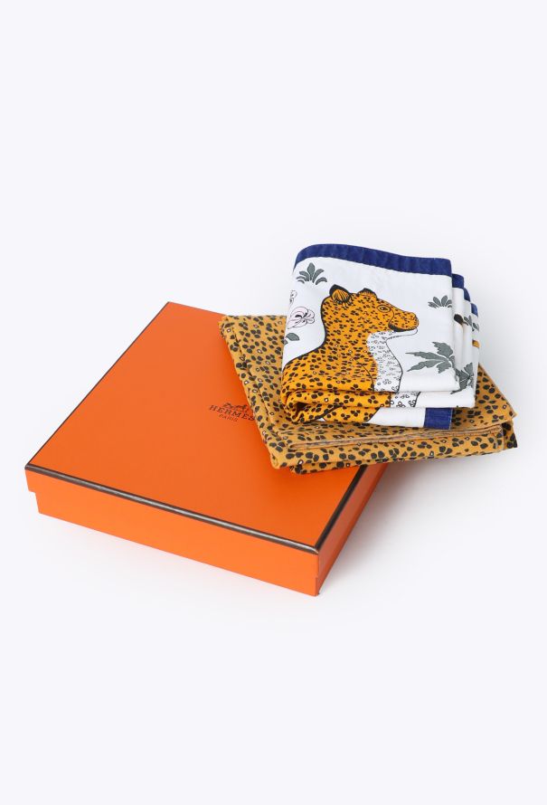 Hermès Vintage 'Les Léopards' 4-piece Placemat & Napkin Set - 3