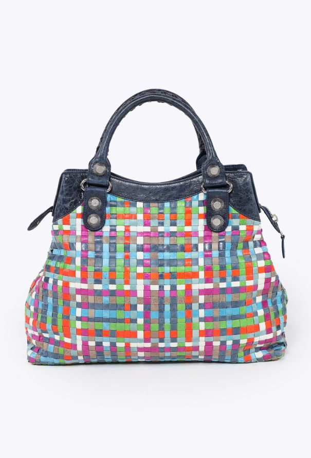Balenciaga 2009 Multicolor Lattice Giant 21 Work Bag - 5