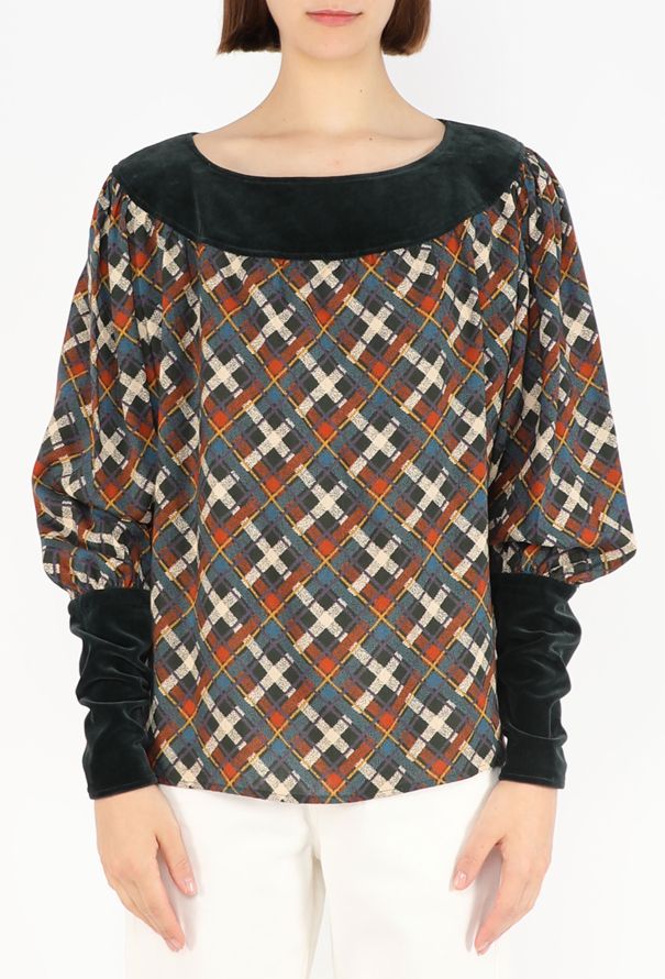 Saint Laurent Velvet Trim Plaid Tunic, F/W 1981 - 4