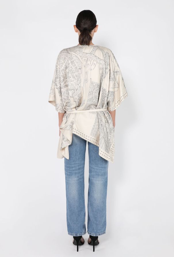 Hermès Embellished Silk Carré Belted Robe - 6