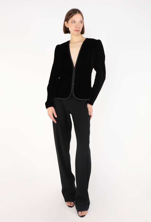 Saint Laurent Velvet Collarless Jacket, 1980 - 3