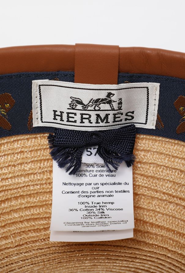 Hermès Leather Trim Straw Cap - 7