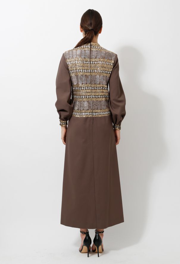 Vintage Metallic Embroidered Dress - 4