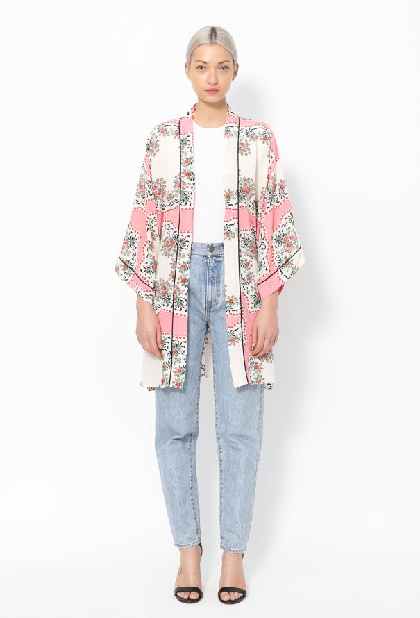 Rodarte 2020 Floral Belted Silk Kimono - 3