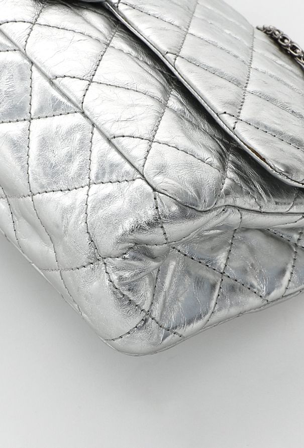 Chanel Silver Metallic 2.55 Maxi Flap Bag - 9