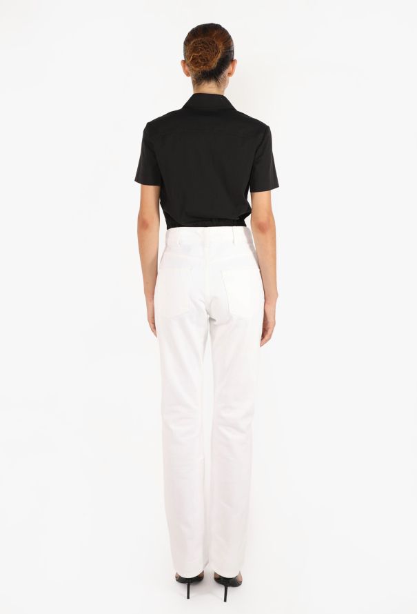 Céline Tapered White Denim Jeans - 4