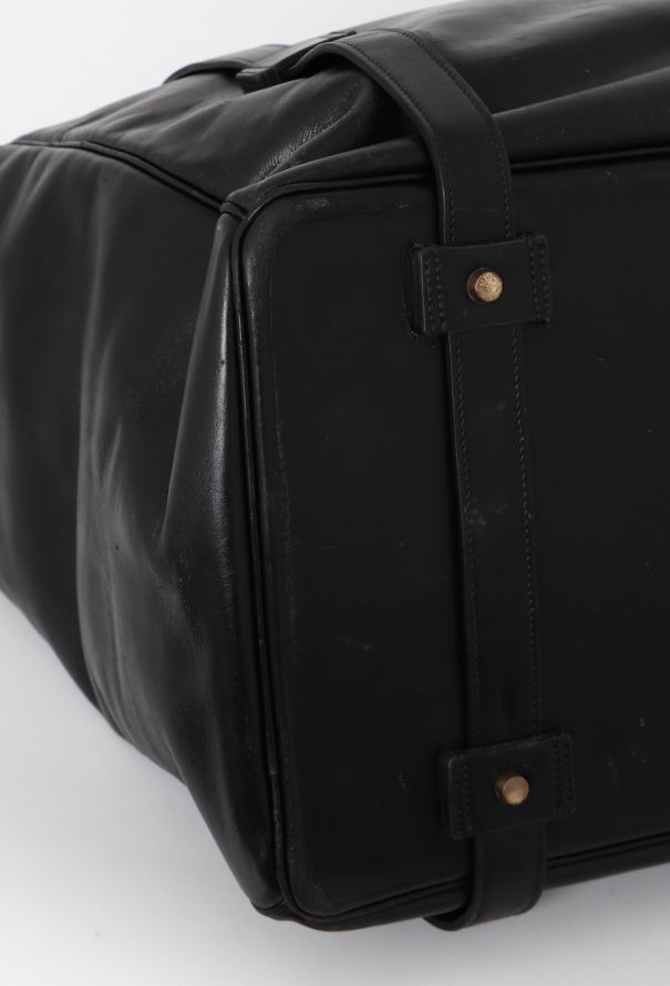 Hermès 1960s Black Calfskin Drag Travel Bag - 9