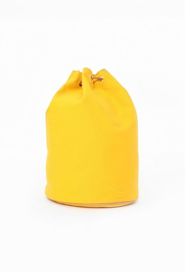 Hermès Yellow Canvas Polochon Backpack - 4