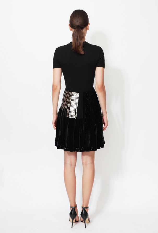 Balenciaga 2009 Sequin Cut-Out Velvet Skirt - 3