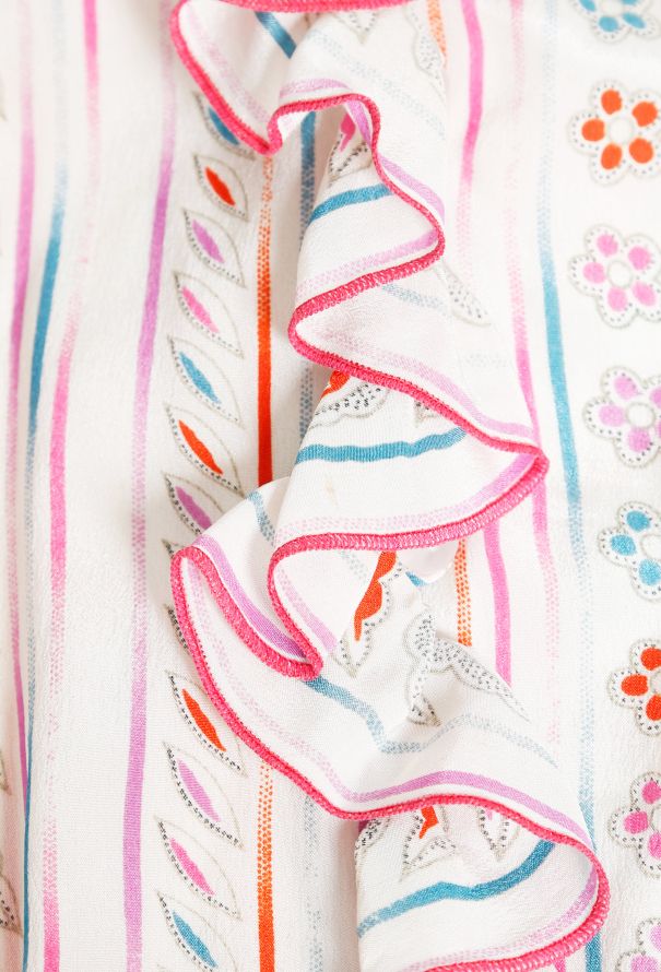 Louis Féraud Vintage Floral Striped Silk Dress - 5