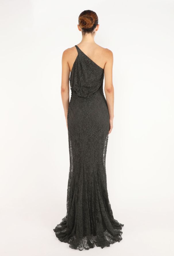 John Galliano Lace One-Shoulder Gown - 5