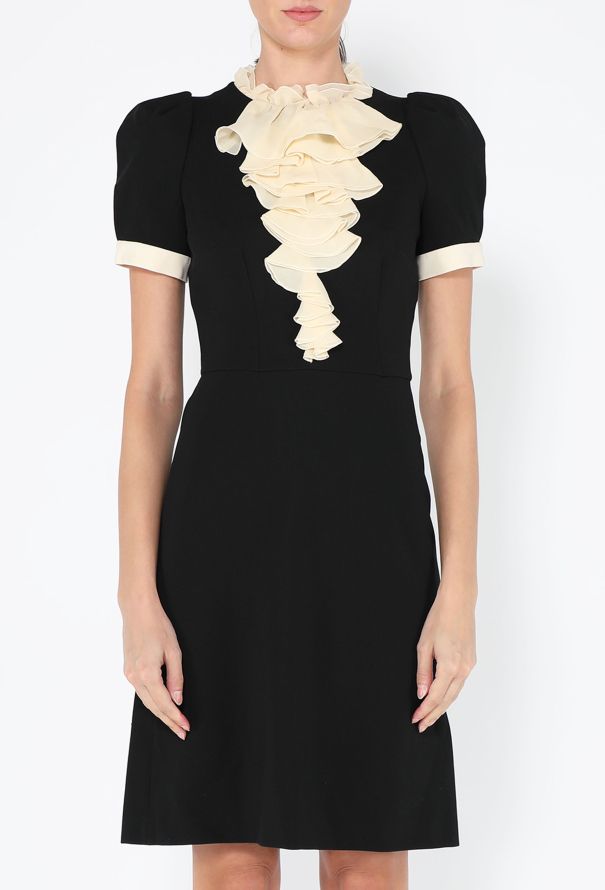 Gucci Tailored Crêpe Ruffle Front Dress - 4