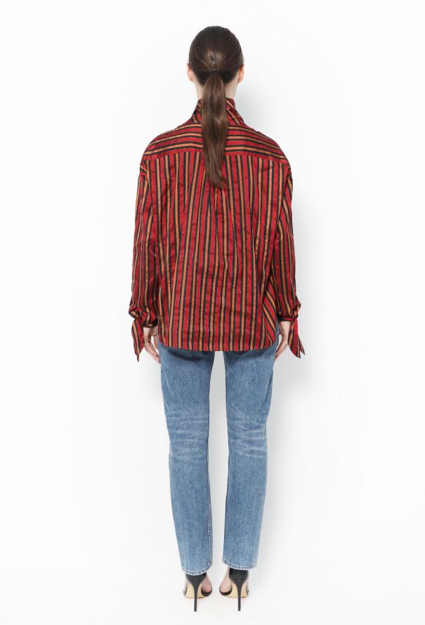 Romeo Gigli '90s Striped Shawl Blouse - 3
