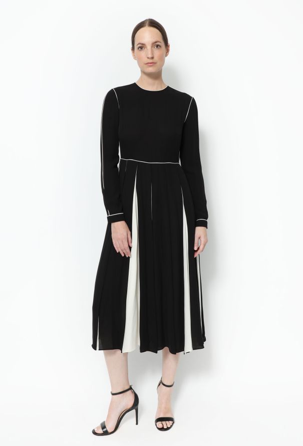 Valentino Bicolor Pleated Silk Dress - 2